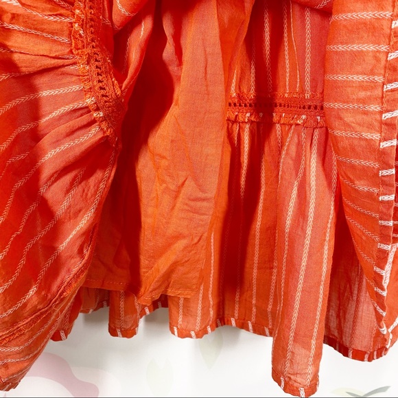 NEW Free People Lola Embroidered Capri Orange Mini Dress L - Picture 8 of 16